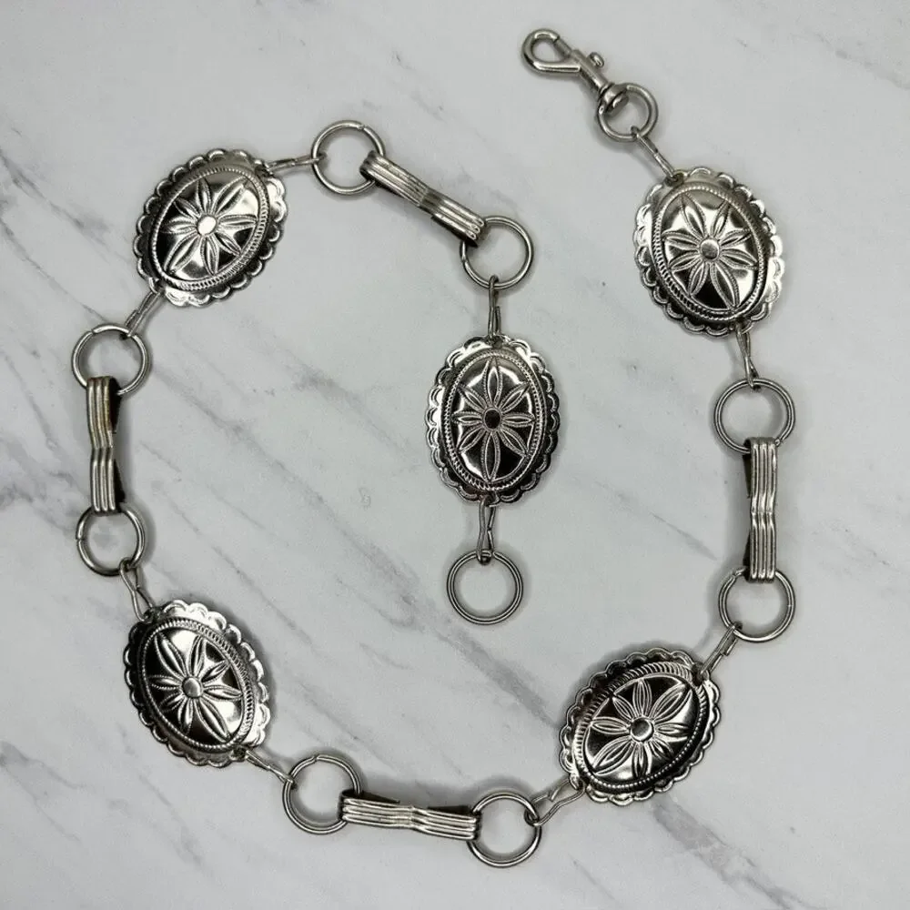 Western Concho Silver Tone Chain Link Belt Extra Small/Small (XS/S) ✨
